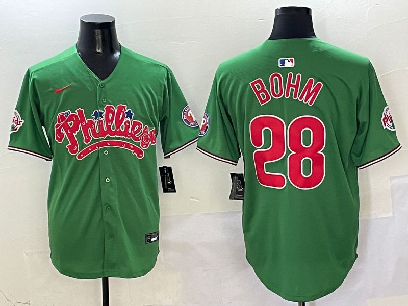 Men Philadelphia Phillies #28 Bohm Green Fourth generation Joint Name Nike 2025 MLB Jersey style 1->philadelphia phillies->MLB Jersey